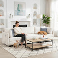 111 Sofas for Living Room 3 Seater Couch with 2 Pillows Modern Comfy Chenille Couches with Storage Bag Deep Seat Sofa for Apartment Small Space Beige