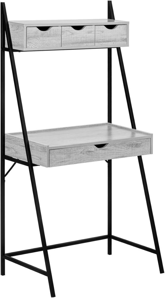 Monarch Specialties I 7331 Computer Desk Home Office Laptop Leaning Storage Drawers 32 L Work Metal Laminate Grey Black Contemporary Modern