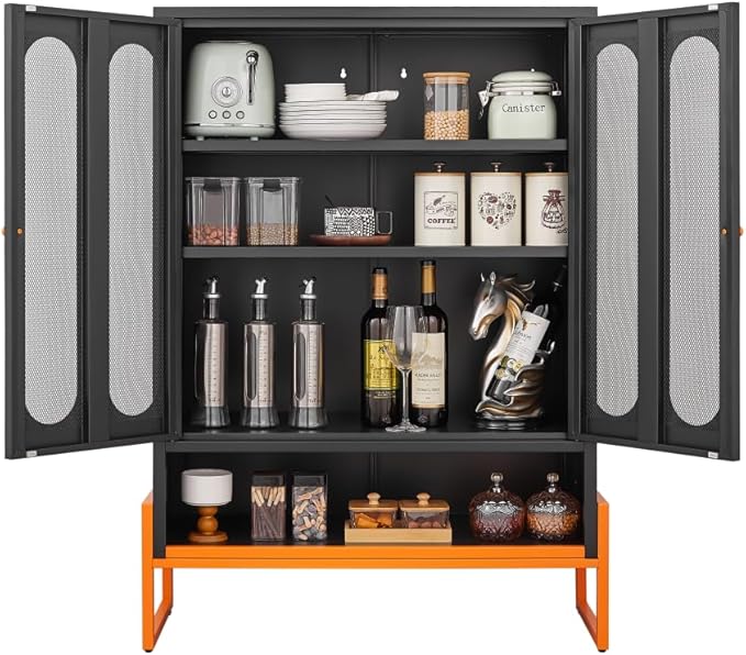 Suitable for Steel Storage cabinets in Living Rooms Kitchens and bedrooms and Office File Cabinet 2 Movable partitions (WG-Black)