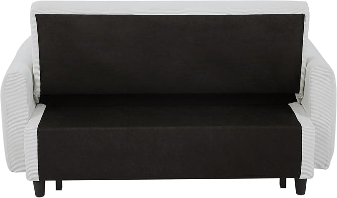 P PURLOVE Upholstered Modern Sofa Bed with Armrest Convertible Sofa Couch with Adjustable Backrest Corduroy Sleeper Bed with 2 Pillows and USB Port Pull Out Sofa Bed for Living Room (Light Blue)