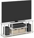 Furinno Turn-N-Tube TV Stand 3-Tier Open Frame Rectangular Entertainment Center with Storage Shelf TV Console for TV up to 50 Inch Toolless Assembly for Living Room Bedroom White