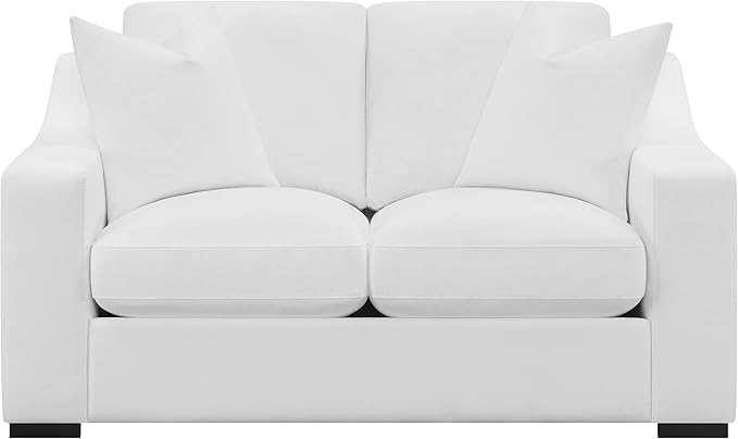Coaster Home Furnishings - Ashlyn - Wood &amp Fabric - Upholstered Loveseat with Sloped Armrests and Reversible Seat Cushions - Living Room - White - 509892