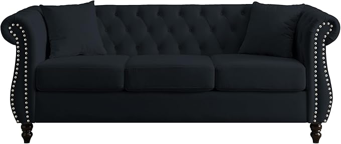 Oversized Velvet Loveseat 80 Inch Sectional CouchLuxury 3 Seater Deep Couch with NailheadUpholstered Sofa for Living Room Bedroom Apartment