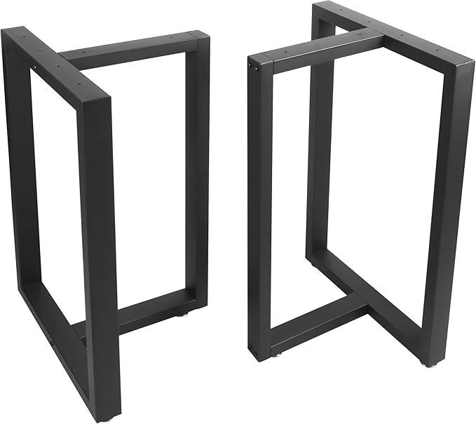 Metal Table Legs Heavy Duty Square Tube Desk Frame Industrial Dining/Coffee/Computer Table Legs Set of 2 (Matte Black-T)