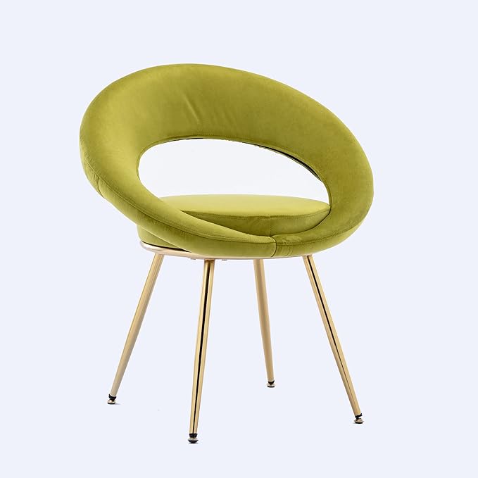 Olive Green Velvet Modern Accent/Conversation Lounge Chair with Gold Plated Legs Unique AppearanceSuitable for Office Lounge Living Room