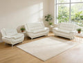 Leather Sectional Sofa Couch Set Living Room Furniture Sets Modern Faux Leather Sofa Couches with Metal Feet Easy Clean 2 Loveseat &amp 1 Chair for Home/Office/Club/Hotel 2+2+1 Cream White