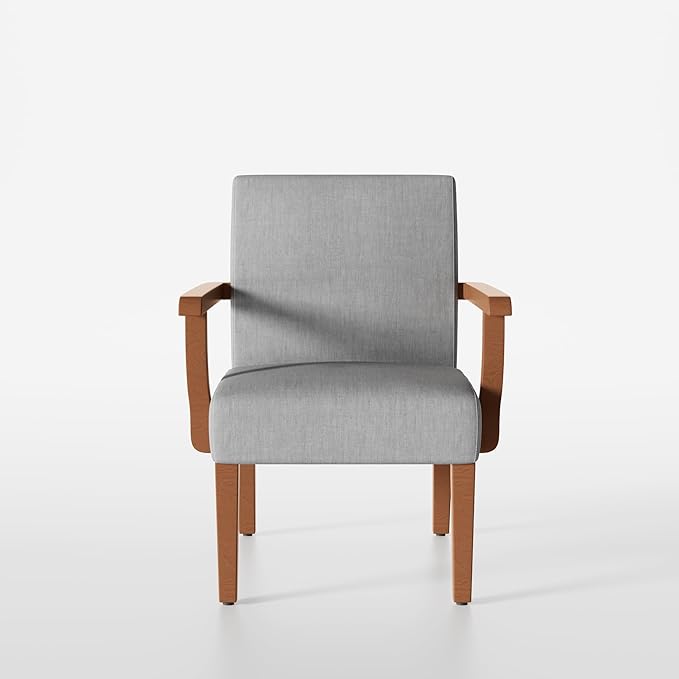 Accent Chairs Set of 2 with Round Side Table Soft Fabric Upholstered Armchair Wooden Frame Mid Century Modern Wide Accent Chair Corner Chair for Living Room Bedroom Office (Light Grey)