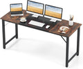 Giantex 63 Inch Computer Desk Modern Simple Office Desk with Triangle Structure Metal Frame Computer Workstations for Home Office Study Conference Room Rustic Brown and Black