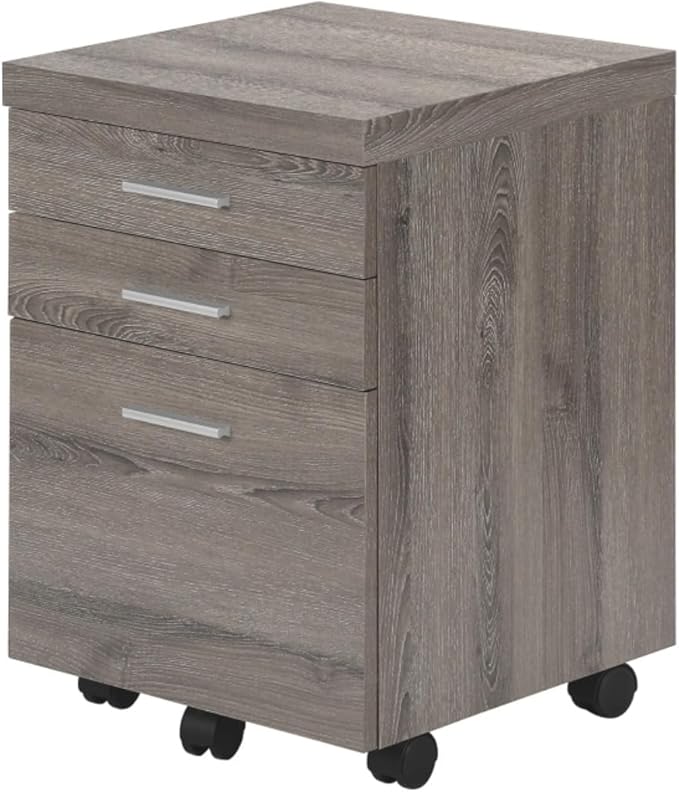 Rolling Mobile 3-Drawer File Storage Cabinet with Silver Colored Drawer Handles Home Office Printer Stand with 5 Casters Easy to Assemble