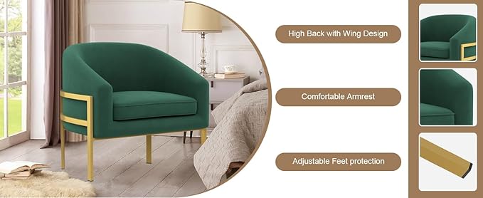 annjoe Accent Chair Living Room Chair Armchair Upholstered Chairs with Metal Frame Legs for Home Kitchen Bedroom