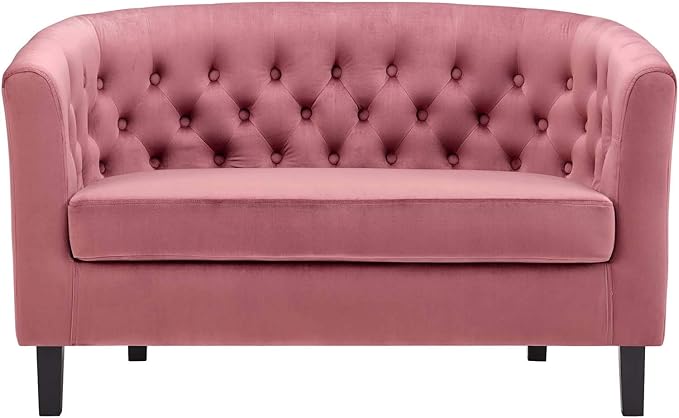 Modway Prospect Channel Tufted Performance Velvet Modern Loveseat Dusty Rose