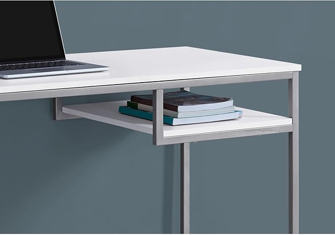 Computer Desk Home Office Laptop Work Station - 48 L White Laminate Grey Metal