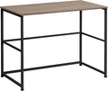 Computer Desk Home Office Laptop Left Right Set up Storage Drawers 40 l Work Brown Laminate Black Metal Contemporary Modern XJ527