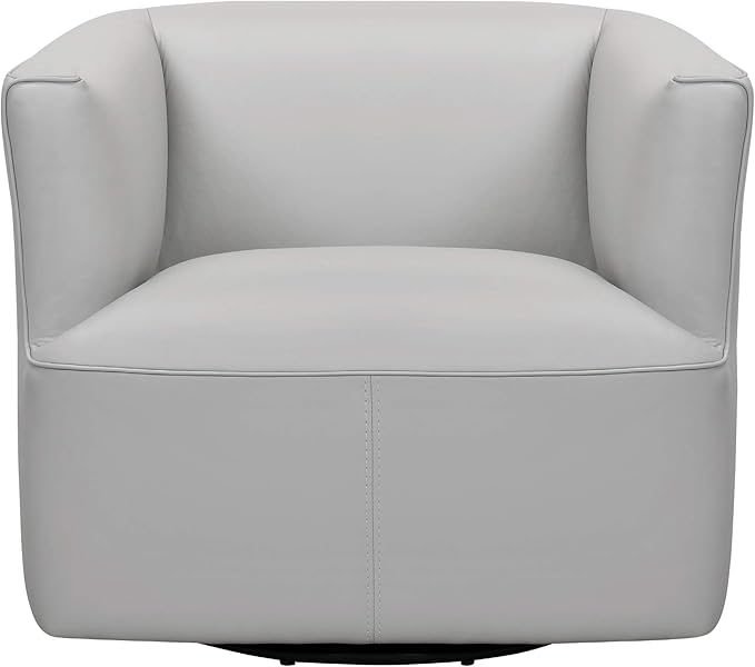 Armen Living Whitney Swivel Leather Barrel Chair