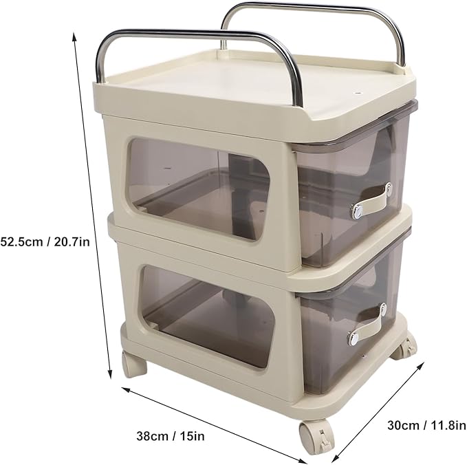 Rolling File Cabinet with Drawers Multifunctional Mobile Filing Cabinet Storage Cabinet with Wheels Large Space for Home Office (2 Tier)