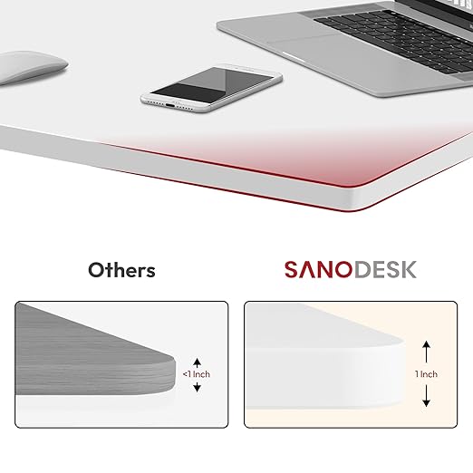 SANODESK Universal Tabletop 60x24x1 Thickness One-Piece Table Top Rectangular Particle Board for Standing Desk and Home Office Countertop DIYWhite Desk Top
