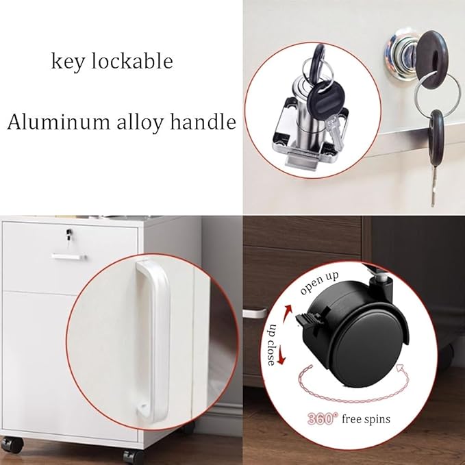 Modern Mobile File Cabinet Furniture Stockpile Matériau MDF Printer Stand for Home Office Commercial-Grade (White 37x37x57cm)
