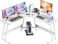 FDW L Shaped 51 Inch Gaming DeskCorner Computer DeskPC Gaming DeskWriting Workstation with Large Monitor Stand for Home OfficeWhite