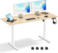 55 x 24 Inch Electric Standing Desk Adjustable HeightSit Stand Up Desk with WheelsHome OfficeRising DeskComputer Workstation Gaming Work (Spliced DesktopOak)