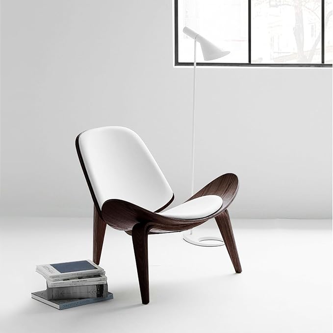 OAKHAM Shell Chair for Living Room Ergonomic Plywood Accent Mid Century Modern Chair with Protective Floor Caps Stylish Seating for Bedroom &amp Home Office (Ebony Brown)