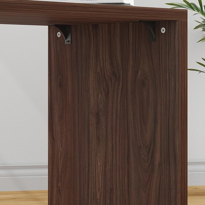 HSH Walnut Home Office Desk L Shaped with Drawers Reversible Wood Computer Desk Table for Executive Work Writing Study Gaming Rustic Corner L Desk with Storage Cabinet Shelves for Bedroom 55 Inch