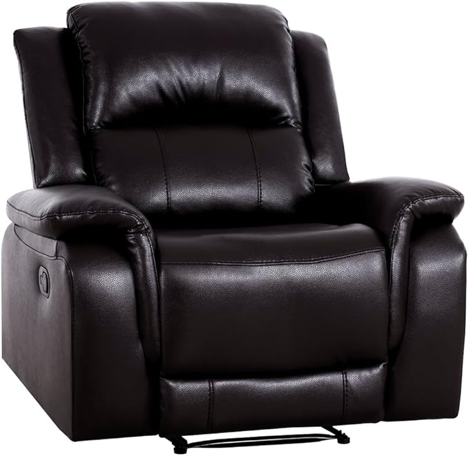 Naomi Home Katie Oversized Espresso Faux Leather Chaise Lounge Luxurious Comfort for Home Theater &amp Lazy-Boy Enthusiasts Plush Cushioning Ergonomic Recline Easy Assembly