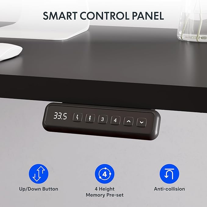 FLEXISPOT L Shaped Standing Desk 63 x 55 Inch Electric Height Adjustable Corner Desk Sit Stand Computer Workstation Preset Controller Home Office Black Frame with Black Top