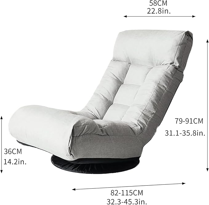 3-Position Adjustable Floor Chair for Living Room Bedroom Gray