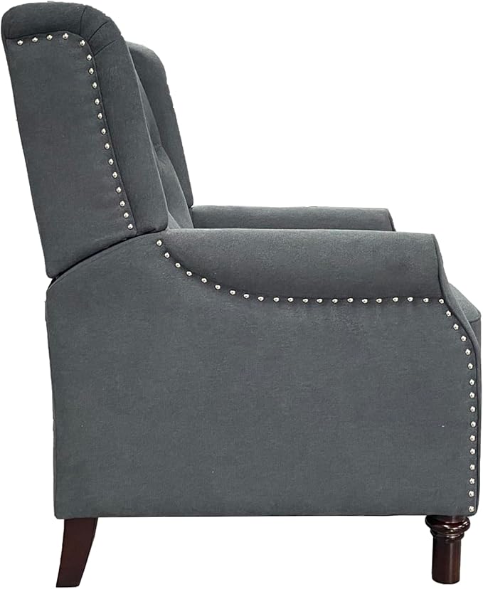 Redde Boo Classic Dark Gray Waterproof Fabric Living Room Pull Button Sofa High Back Manual Recliner Chair Cinema Home Theatre Cozy Recliner Sofa