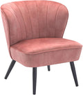DUHOME Living Room Chair Armless Slipper Accent Chair Sofa Chair Reading Chair Upholstered Velvet Fabric for Bedroom Pink