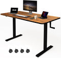 Whole Piece Manual Standing Desk Adjustable Height with Lockable Casters- Hand Crank Stand up Desk with Wheels Mobile Sit to Stand Workstation with Handle
