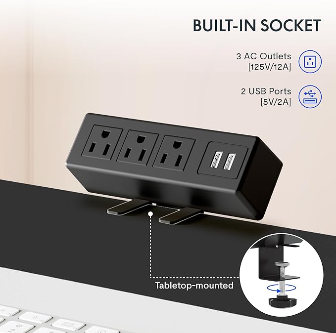 FLEXISPOT EN2 Whole-Piece Standing Desk with Clamp Power Strip 40 x 24'' Electric Stand Up Height Adjustable Desk with Cable Management (Gray Frame + 40 White Top 2 Packages)