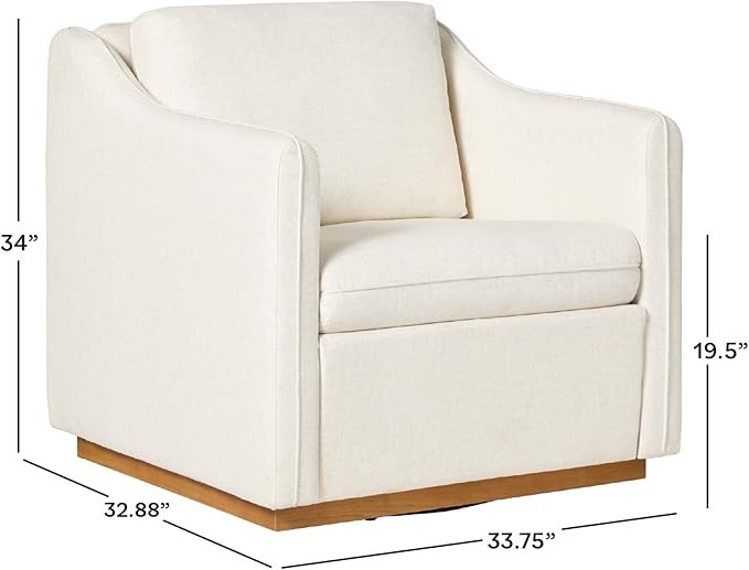 Walker Edison Nash Modern Farmhouse Linen Swivel Accent Chair Cream