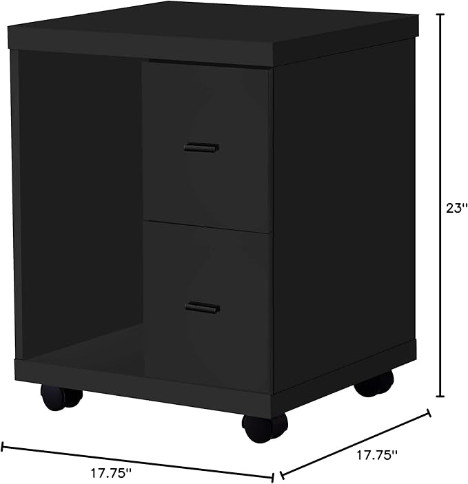 Monarch Specialties 2-Drawer Computer Stand on Castors - Black I 7054
