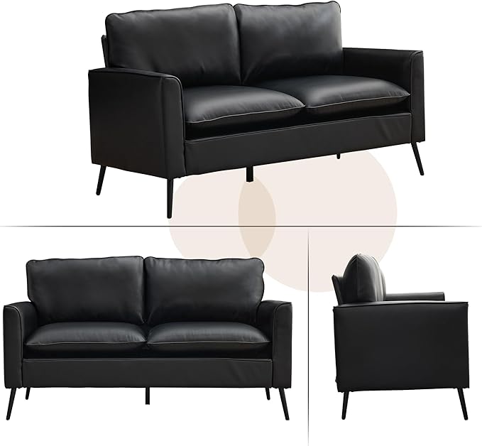 Okeysen Modern Leather Loveseat Set Upholstered Couch for Guest Mid-Century Accent Chairs for Living Room Comfy Couches for Small Spaces Sofa Chair Reading Chair for Waiting Room.
