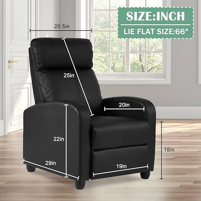 Living Room Reclining Chairs mesedoras para adultos Home Theater Massage Recliner Sofa with PU Leather Padded Seat Backrest Massaging Recliner Ergonomic Lounge for Home Living Room (Black)