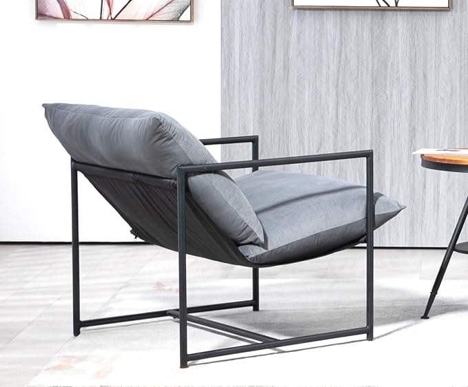 Serenity Accent Modern Velvet Arm Chair with Reclined Seat Sleek Design Durable Metal Frame Soft Upholstery and Plush Comfort for Stylish Living Room Grey