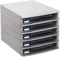 File Cabinet 5 Drawers Desktop Plastic Storage Box Home Office Cabinet Desktop File Storage Manager Bookshelf (Grey One Size)