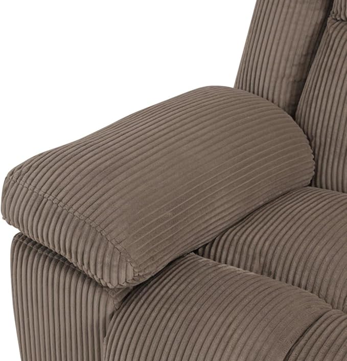 Corduroy Fabric Recliner Loveseat Manual Reclining Couch Comfy Recliner Loveseat Sofa with Cup Holders/Storage Modern 2 Seater Living Room Furniture for Home/Office (Brown 2 Seat)