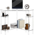 Eglaf Acrylic Triangle Corner Desk - 90-Degrees 28.5 x 28.5 inches Home Office Desk with Storage for Small Space Easy Assembly