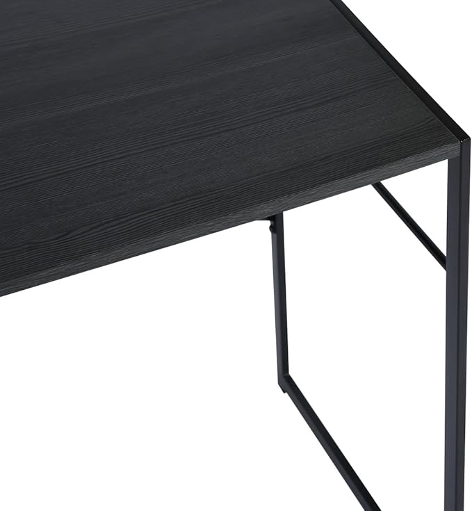 FurnitureR Modern Writing Desk with Metal Base 31/39 Inches Home Office Desk Compact Computer Desk Working Station Simple Style Study Table (39 Inch Black)