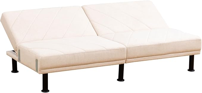Fold Out Modern Couch Convertible Chair Bed Sleeper Sofa 2 Seater Loveseat Small Couch for Living Room Futon Lounge Comfy Sofa Bed Cama for Small Spaces for Bedroom Adjustable Angle Beige