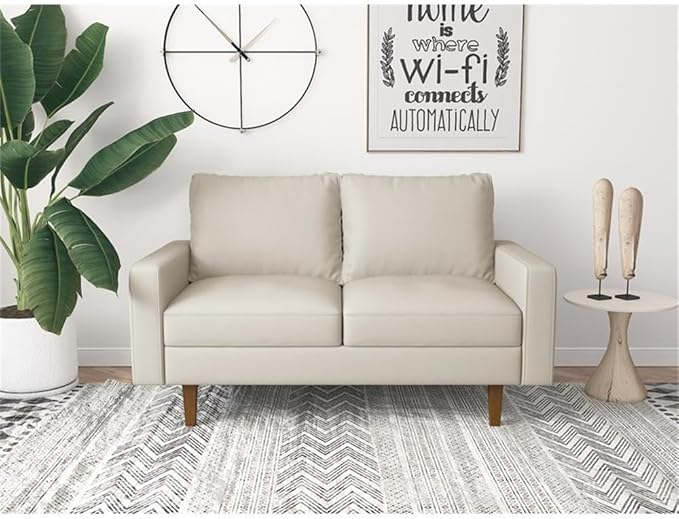 Aneley Faux Leather Living Room Loveseat in White
