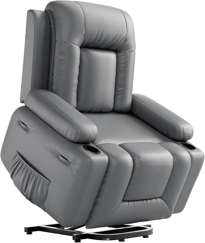 Power Lift Recliner Chair with Massage for Elderly Ergonomic Lounge Chair Classic Single Sofa with 2 Cup Holders Side Pockets Home Theater