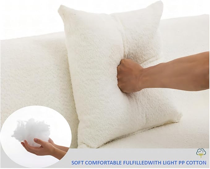 Merax 125 Large Sofa Couch 2 Piece Free Combination Modern Modular Upholstered Sectional Corner Sofa with Pillows and High-Density Foam for Living Room Bedroom Salon Cream White