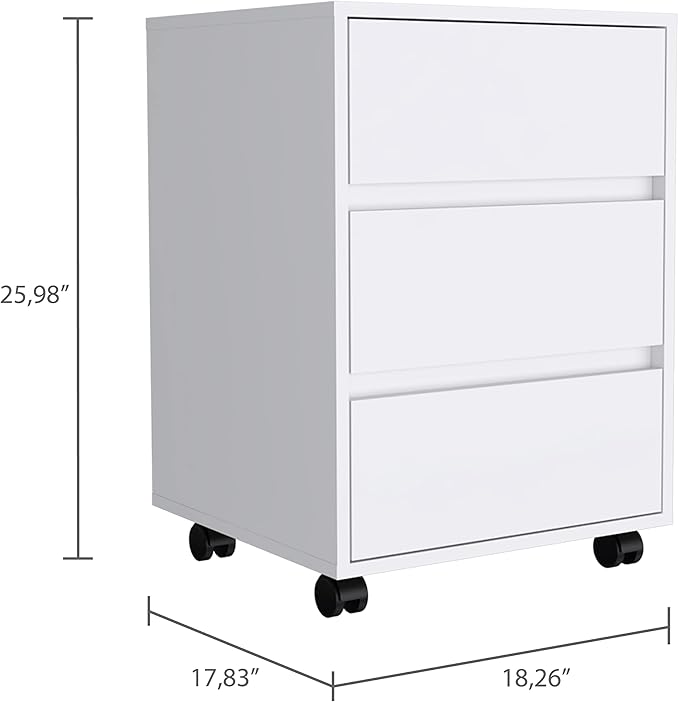 Vienna Mobile Filing Cabinet with All Metal Hardware Roller Blade Glide and Three Drawers. for Office