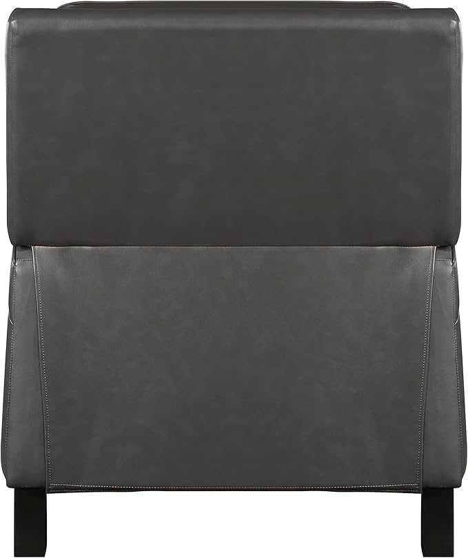 Lexicon Pushback Recliner Chair Faux Leather Armchair Push Back Recliner Nailhead Trim Solid Wood Legs Easy Assembly for Living Room/Office/Apartment Dark Gray