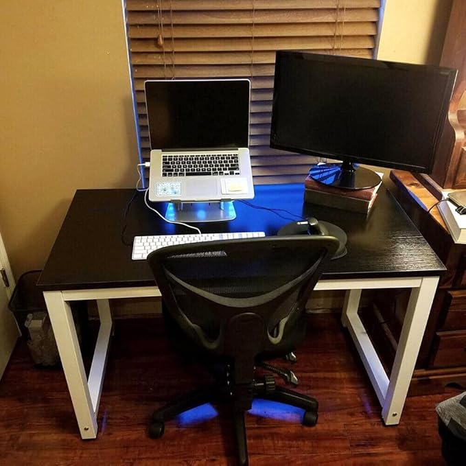 PIT66 Computer Desk Wood 55.1'' Office Table Modern PC Laptop Notebook Study Writing Table for Home Office Workstation (Black Color)