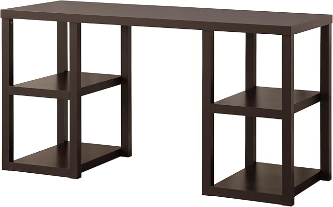 Penau Cappuccino Oak Desk with 4 Storage Shelves Melamine Paper Veneer Space Saving Design Mahogany Finish Perfect for Home Office