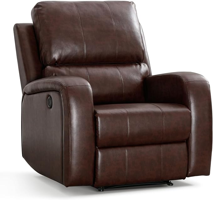 Electric Recliner Chair Soft PU Leather Power Recliners with Padded Backrest Single Overstuffed Heavy Duty Reclining Sofa for Living Room Bedroom Brown